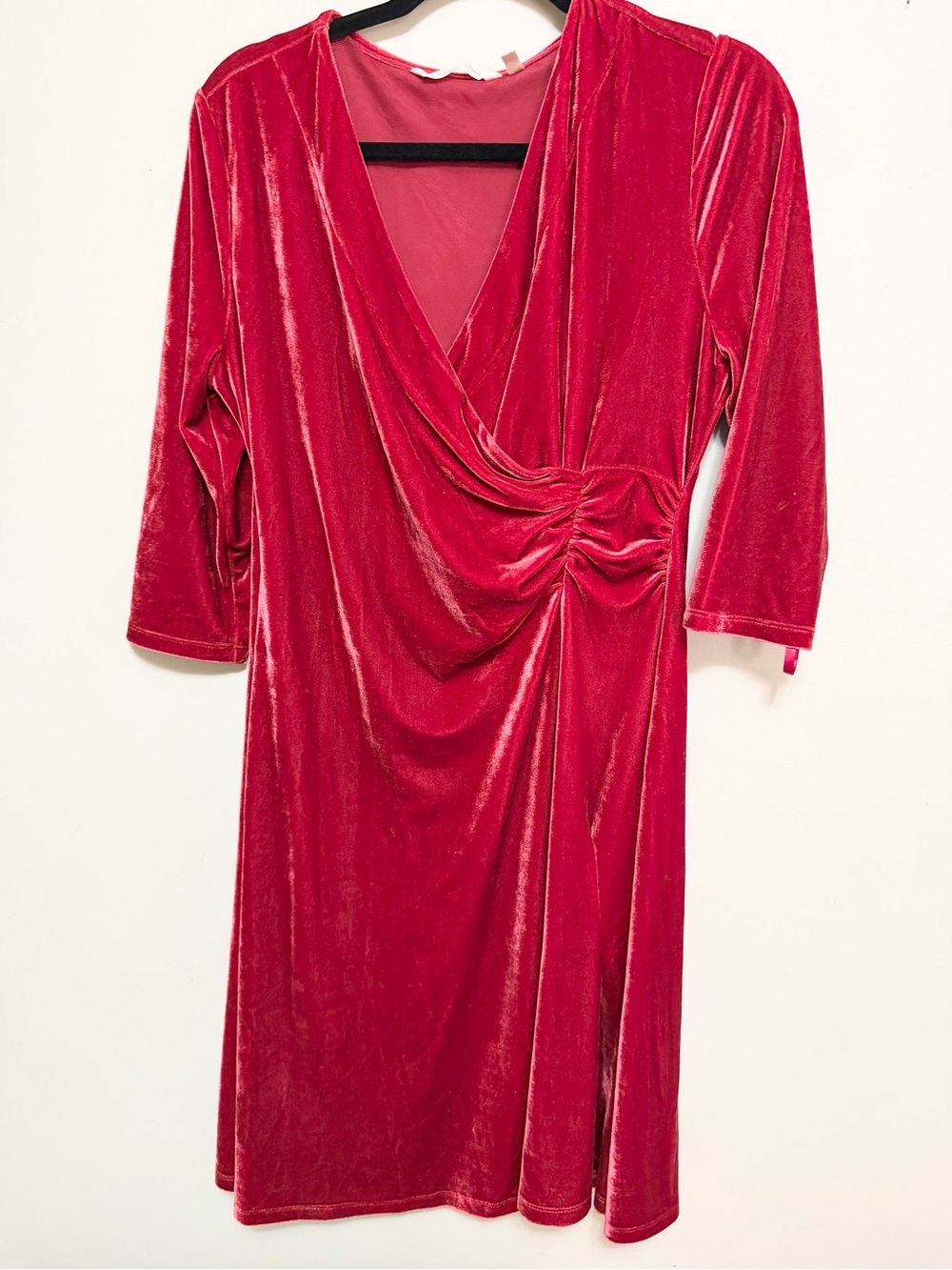 Soft Surroundings Hyannis Velvet Faux Wrap Dress size medium red dress